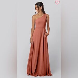 Chic One-Shoulder Rust Dress
